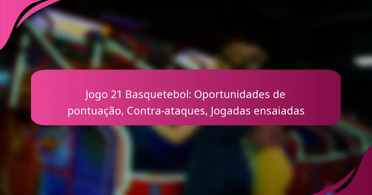 Jogo 21 Basquetebol: Oportunidades de pontuação, Contra-ataques, Jogadas ensaiadas