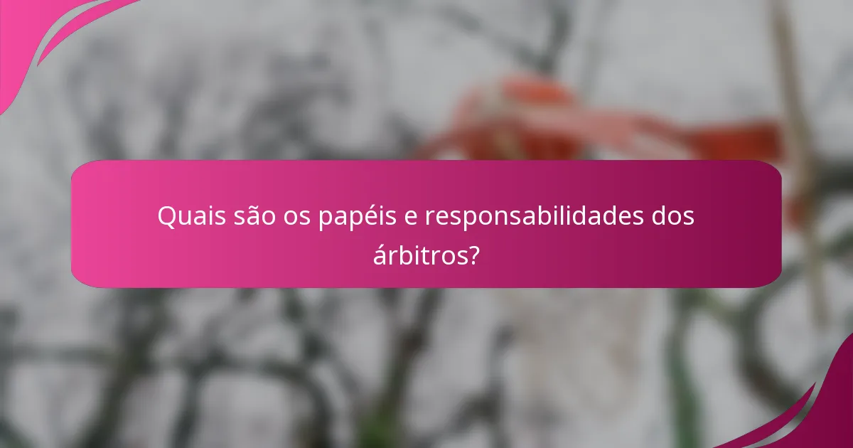 Quais são os papéis e responsabilidades dos árbitros?